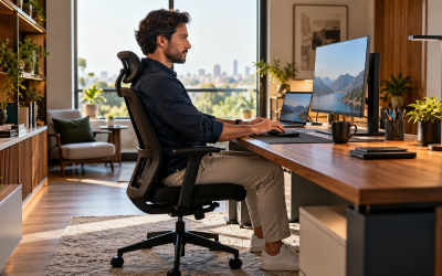 trabalhador confortavel home office trabalho remoto ergonomia correta
